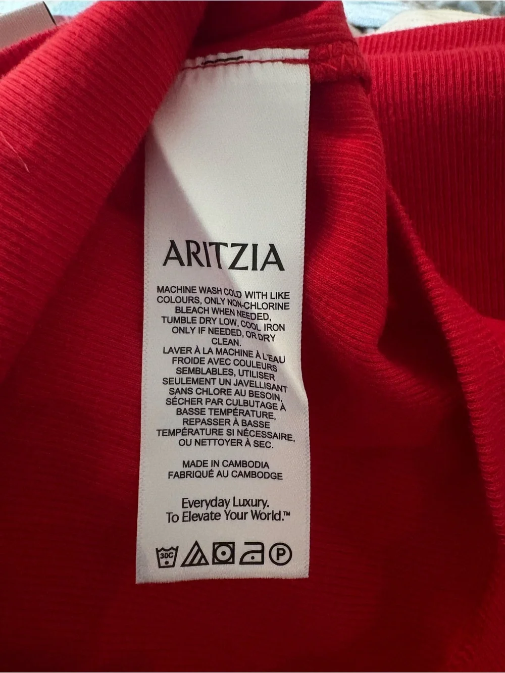NWT Aritzia HomeStretch Rib Crew Waist Longsleeve Flashing Red Size Medium
